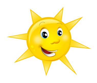 cartoon scene with happy sun shining isolated illustration