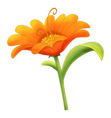 Cartoon scene with nature plant flower isolated illustration