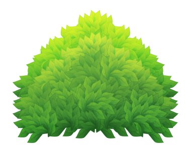cartoon nature element bushes and grass isolated illustration