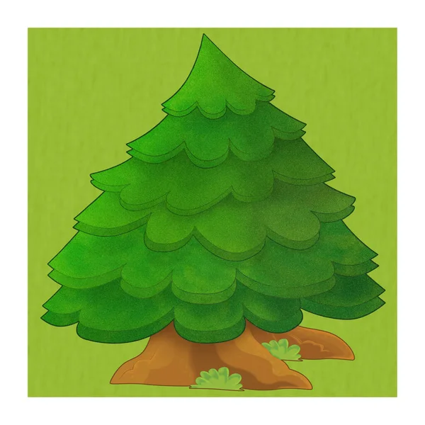 Cartoon Nature Element Tree Isolated Illustration — Stok fotoğraf