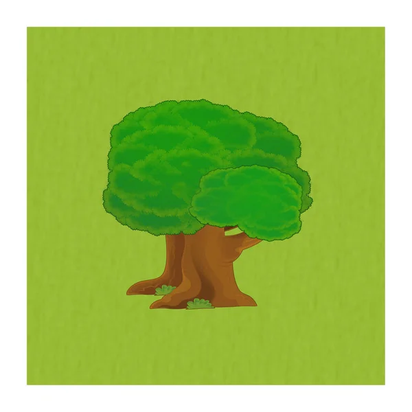 Мультяшне Дерево Елементів Природи Ізольована Ілюстрація — стокове фото