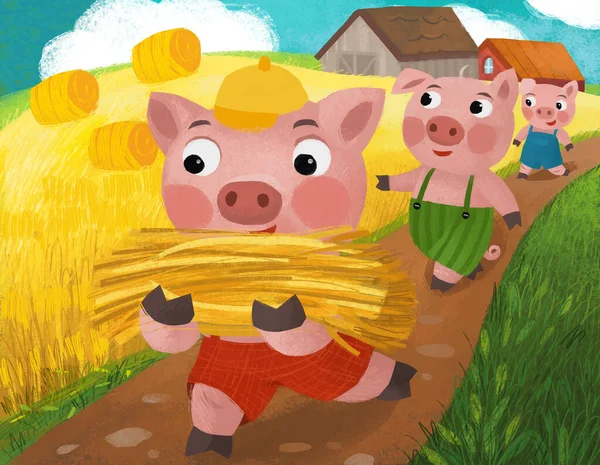 Cartoon Fairy Tale Scene Pin Boy Nature Village Illustration — Stockfoto