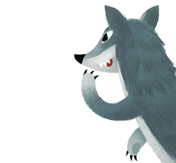 cartoon scene with bad wolf on white background illustration
