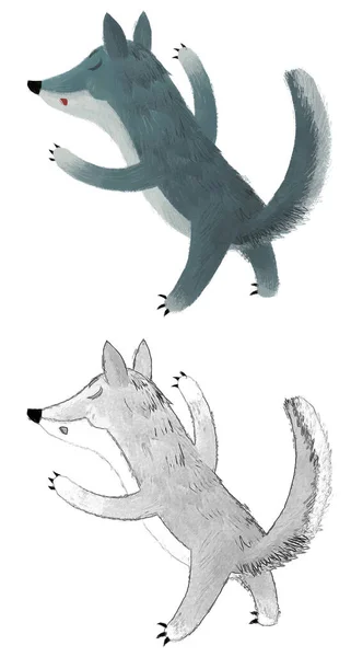 Cartoon Scene Bad Wolf White Background Illustration Sketch — Stock Photo, Image