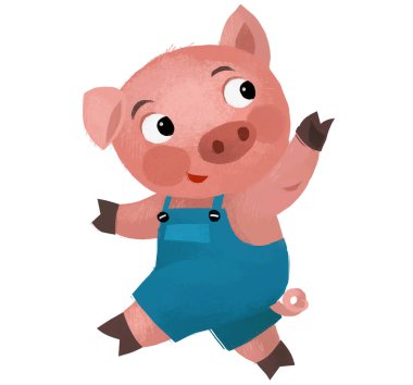 cartoon scene with farmer funnt pig rancher isolated illustration