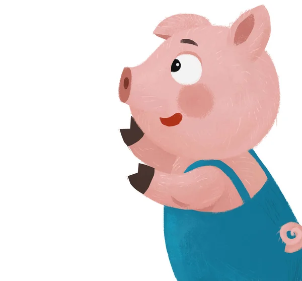 Cartoon Scene Farmer Funnt Pig Rancher Isolated Illustration — Stok fotoğraf