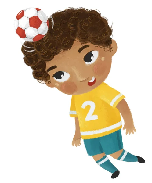 Cartoon Szene Mit Kind Beim Fußballspielen Illustration — Stockfoto