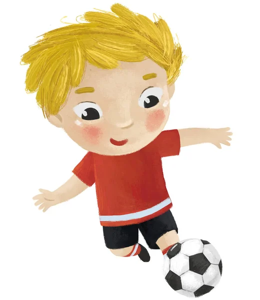 Σκηνή Κινουμένων Σχεδίων Παιδί Που Παίζει Ποδόσφαιρο Μπάλα Ποδοσφαίρου  Τρέξιμο Εικονογράφηση από © illustrator_hft # 644805328