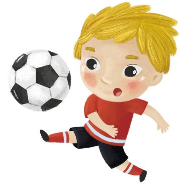 Çocukların futbol oynadığı çizgi film sahnesi - çocuklar için çizim