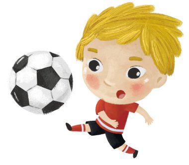 Çocukların futbol oynadığı çizgi film sahnesi - çocuklar için çizim
