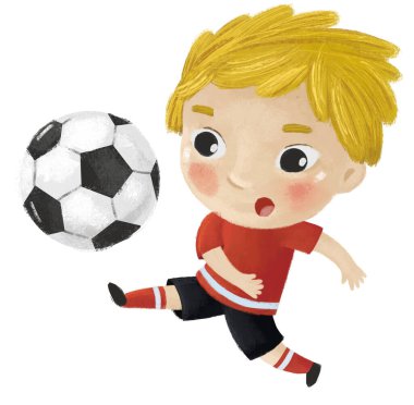 Çocukların futbol oynadığı çizgi film sahnesi - çocuklar için çizim