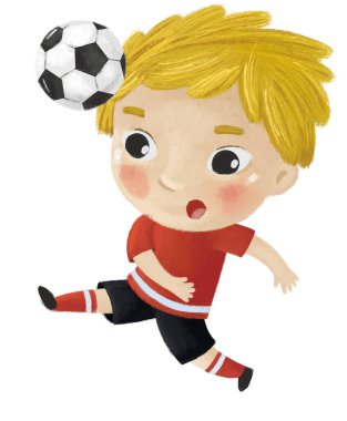 Çocukların futbol oynadığı çizgi film sahnesi - çocuklar için çizim