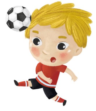 Çocukların futbol oynadığı çizgi film sahnesi - çocuklar için çizim