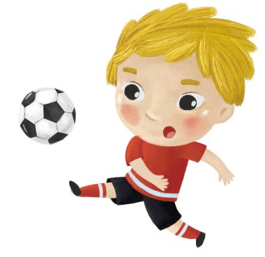 Çocukların futbol oynadığı çizgi film sahnesi - çocuklar için çizim
