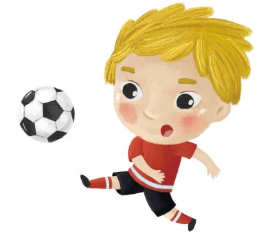 Çocukların futbol oynadığı çizgi film sahnesi - çocuklar için çizim