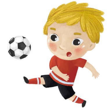 Çocukların futbol oynadığı çizgi film sahnesi - çocuklar için çizim