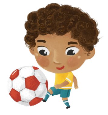 Çocukların futbol oynadığı çizgi film sahnesi - çocuklar için çizim