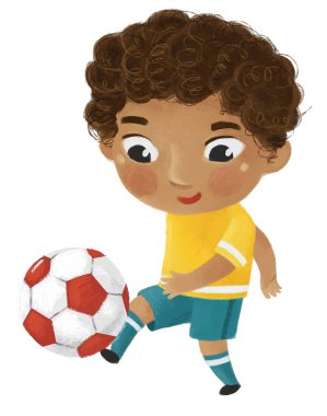 Çocukların futbol oynadığı çizgi film sahnesi - çocuklar için çizim
