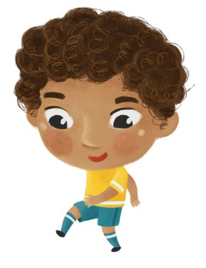 Çocukların futbol oynadığı çizgi film sahnesi - çocuklar için çizim