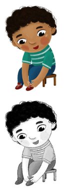 Çizgi filmdeki çocuk çocuk soyunuyor ya da çocukluk resimlerini çiziyor.