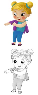 Çizgi filmdeki çocuk çocuk soyunuyor ya da çocuklar için kendi resimlerini çiziyor.