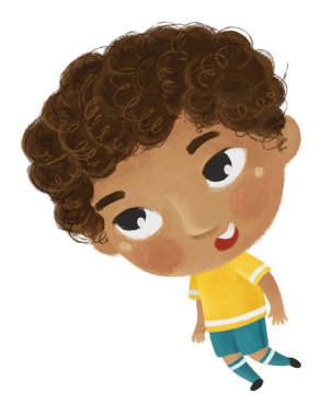 Çocukların futbol oynadığı çizgi film sahnesi - çocuklar için çizim