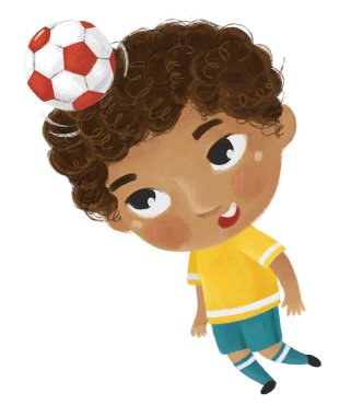 Çocukların futbol oynadığı çizgi film sahnesi - çocuklar için çizim