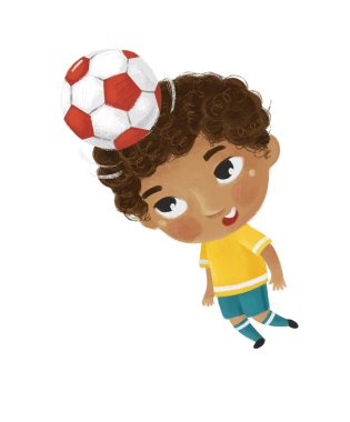 Çocukların futbol oynadığı çizgi film sahnesi - çocuklar için çizim
