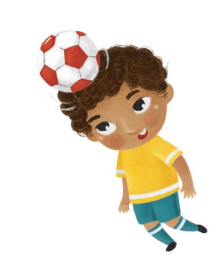 Çocukların futbol oynadığı çizgi film sahnesi - çocuklar için çizim