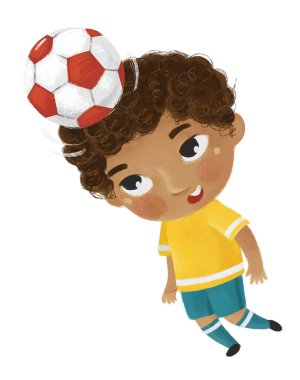 Çocukların futbol oynadığı çizgi film sahnesi - çocuklar için çizim