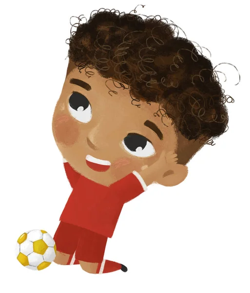 Cartoon Szene Mit Einem Jungen Beim Laufsport Fußball Illustration Für — Stockfoto