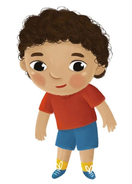 Kreskówki Dziecko Chłopiec Zdejmując Lub Zakładając Ubrania Przez Niego Ilustracja — Zdjęcie stockowe