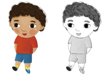 Çizgi filmdeki çocuk çocuk soyunuyor ya da çocukluk resimlerini çiziyor.