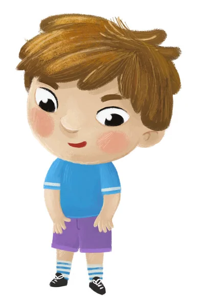 Anak Kartun Anak Laki Laki Lepas Landas Atau Mengenakan Pakaian — Stok Foto