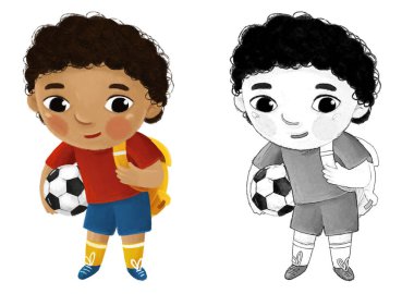 çizgi film çocuğu çocuk öğrenci okula gidiyor çocuklar için çocukluk resimlerini öğreniyor