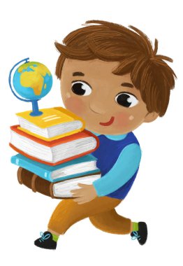 çizgi filmlerdeki çocuk çocuk öğrenci okula dünya ile gidiyor çocuklar için çocukluk resimlerini öğreniyor.