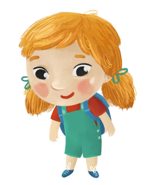 Kreslené Dítě Dítě Dívka Žák Jít Školy Učení Dětství Ilustrace — Stock fotografie