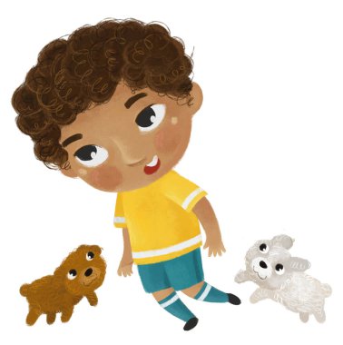 Çocukların futbol oynadığı çizgi film sahnesi - çocuklar için çizim