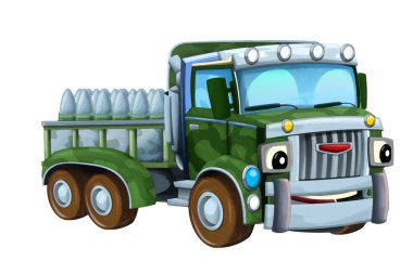 çizgi film mutlu ve komik off-road askeri araç kargo yalnız çocuklar için sanatsal çizim 