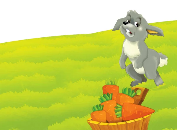 Cartoon Scene Rabbit Farm Having Fun White Background Illustration Children — Stock Photo, Image