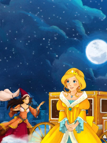 Cartoon Szene Mit Prinzessin Der Nähe Des Schlosses Illustration Für — Stockfoto
