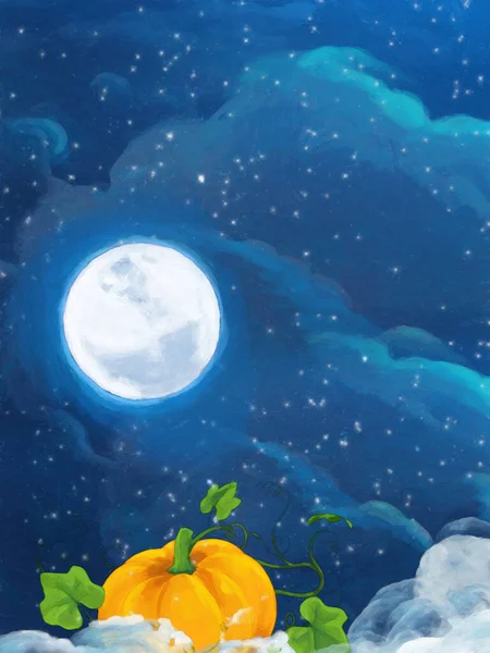 Cartoon Scene Met Prinses Tovenares Door Nachts Illustratie Voor Kinderen — Stockfoto