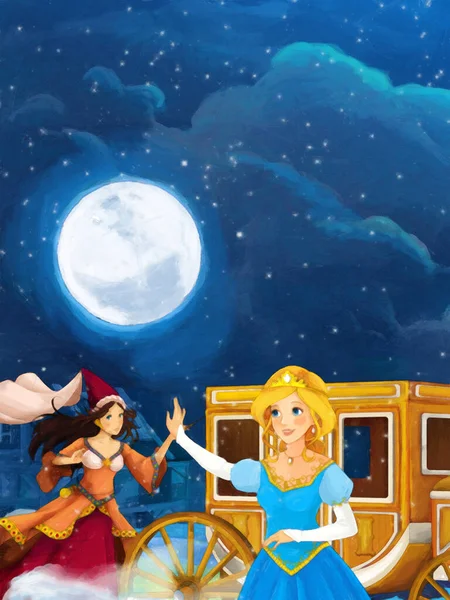 Cartoon Scene Princess Castle Illustration Children Artistic Painting Scene — Stock Photo, Image