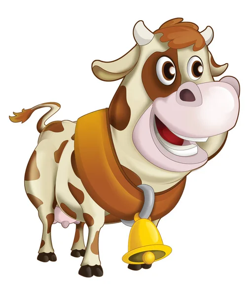 Dibujos Animados Escena Feliz Con Toro Vaca Está Buscando Sonriendo —  Fotos de Stock