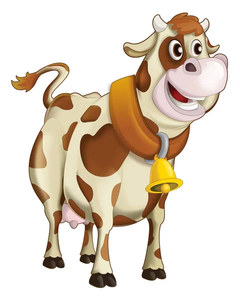 Cartoon happy scene with cow bull is looking and smiling illustration for kids