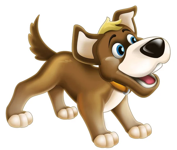 Desenho Animado Cena Feliz Com Cão Animal Chherful Fundo Branco — Fotografia de Stock