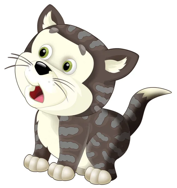 Adegan Kartun Dengan Kucing Bahagia Melakukan Sesuatu Bermain Ilustrasi Terisolasi — Stok Foto