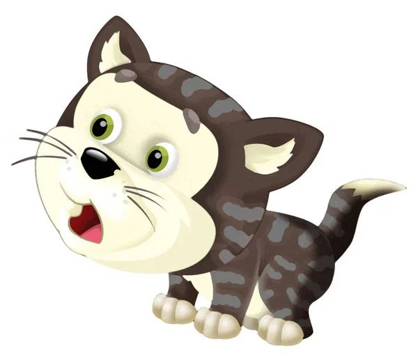 Cartoon Szene Mit Glücklicher Katze Die Etwas Spielt Isoliert Illustration — Stockfoto