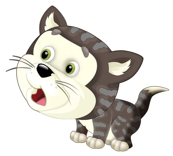 Kreskówka Scena Szczęśliwy Kot Robi Coś Grać Odosobnione Ilustracja Dla — Zdjęcie stockowe
