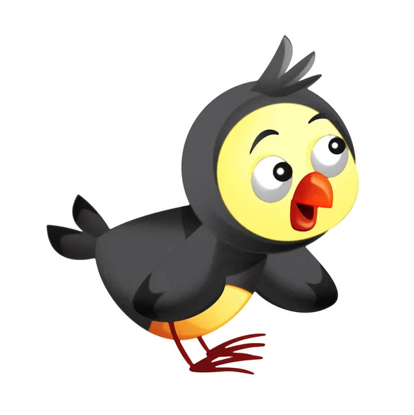 Cartone Animato Colorato Uccello Volare Facendo Divertenti Emozioni Isolato Illustrazione — Foto Stock